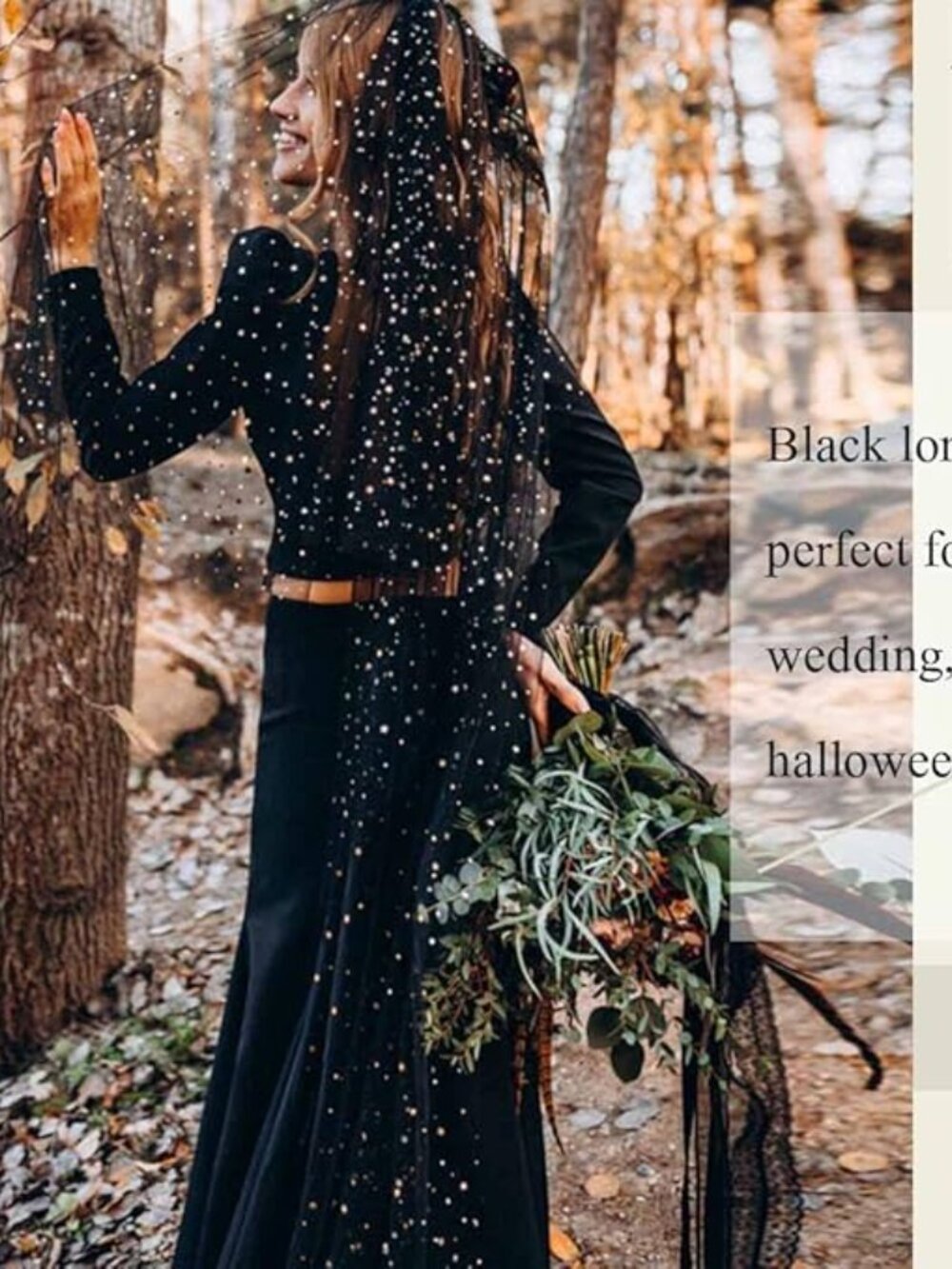 Black Long Wedding Veil - Picture 7 of 7